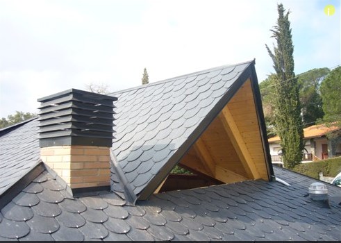 tejado pizarra nuevo en estructura de madera